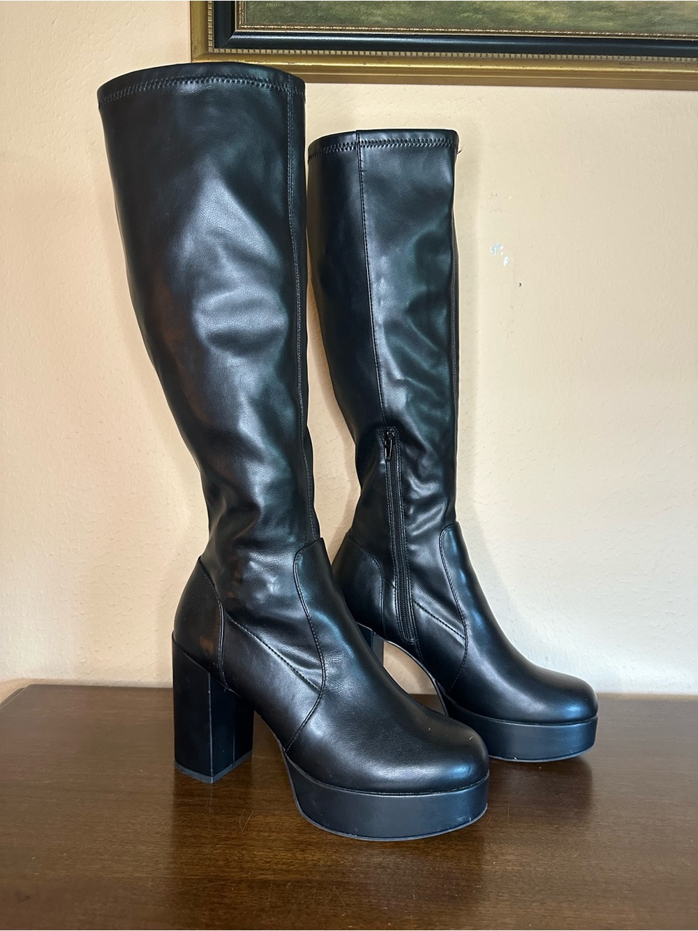 Madden Girl Black Platform Knee-High Boots - Women's 9